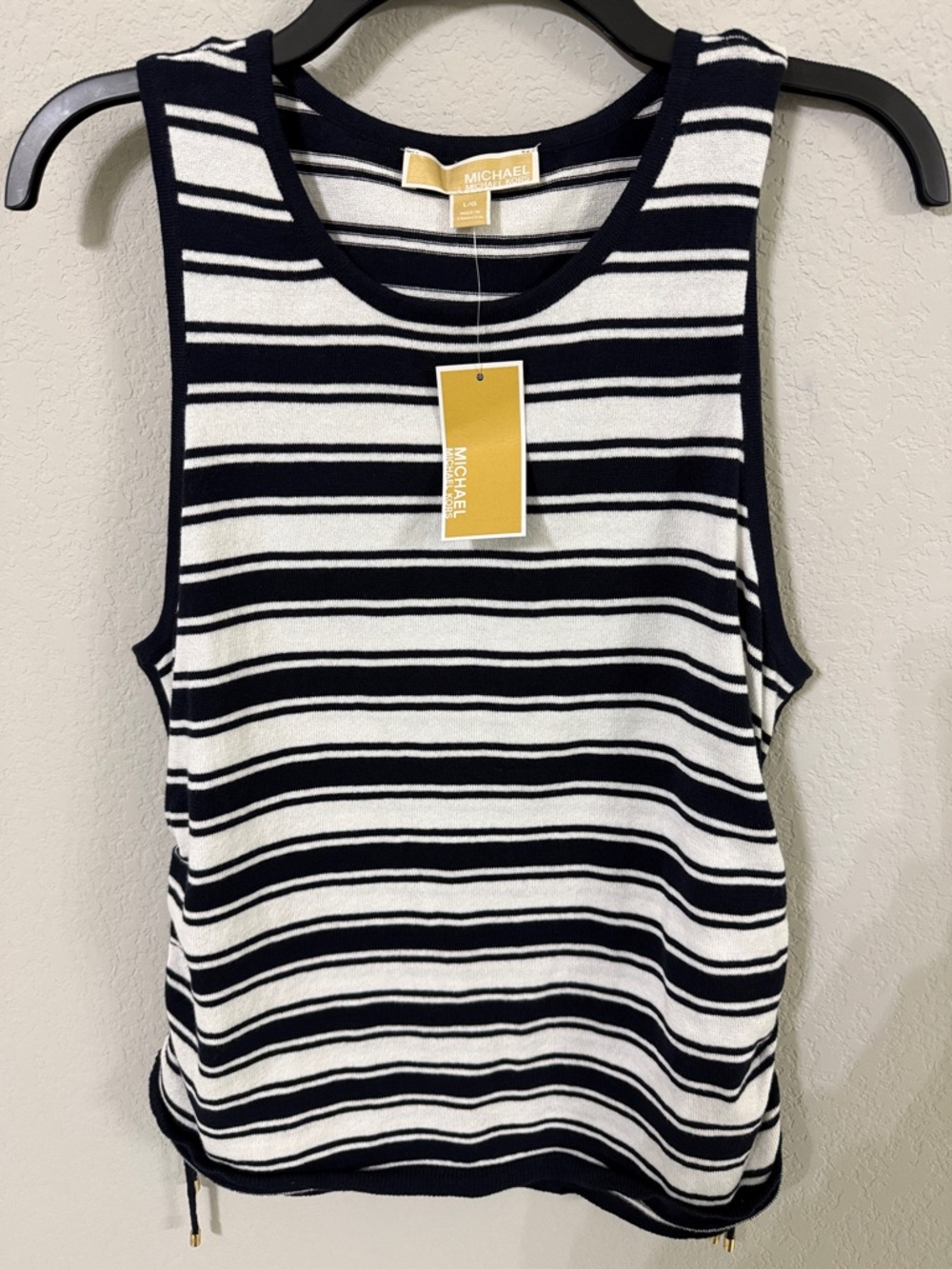 MICHAEL Michael Kors Navy and White Striped Tank Top